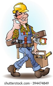 Carpenter vector cartoon illustration drawing
