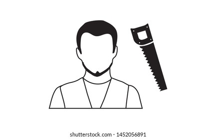 Carpenter vector icon representing woodworking and craftsmanship