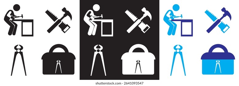 Carpenter vector icon. Vector for websites, mobile interfaces, presentations, banner, visual branding etc. Vector illustration. isolated on white and black background. EPS 10