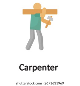 Carpenter Vector Icon which can easily modify or edit

