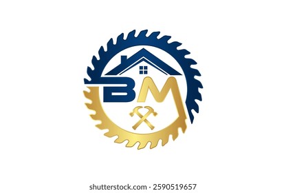 carpenter vector logo design, carpentry logo emblem vintage with vector illustration of hammer, saw, blade, sawmill