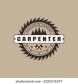 Carpenter vintage logo design. - Vector.