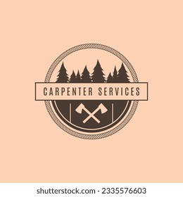 Diseño del logotipo de la cosecha del carpintero. - Vector.