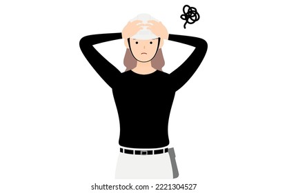 Carpenter woman pose, Worry with your head