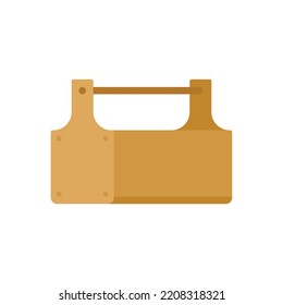 Icono de la caja de madera del carpintero. Ilustración plana del icono vectorial de la caja de madera del carpintero aislado en fondo blanco