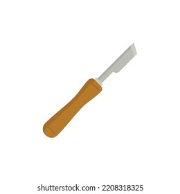 Carpenter Wood Knife Icon. Flat Illustration Of Carpenter Wood Knife Vector Icon Isolated On White Background