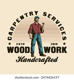 Carpenter woodwork craftsman Vintage badge logo