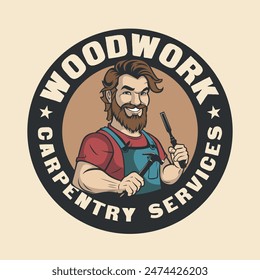 Carpenter woodwork craftsman Vintage badge logo