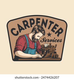 Carpenter woodwork craftsman Vintage badge logo