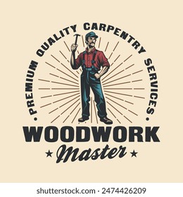 Carpenter woodwork craftsman Vintage badge logo