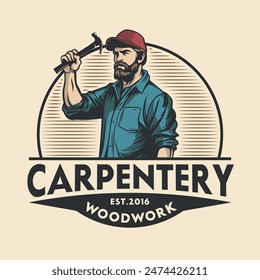 Carpenter woodwork craftsman Vintage badge logo