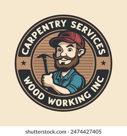 Carpenter woodwork craftsman Vintage badge logo