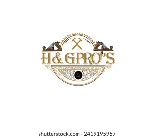 Carpenter woodworking logo design vector