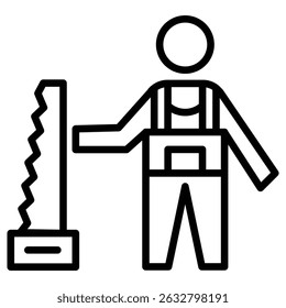 Carpenter worker icon Black and white outline vector