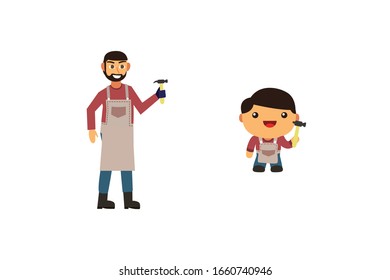 Carpenters Bring Tools Occupation Vector Illustration