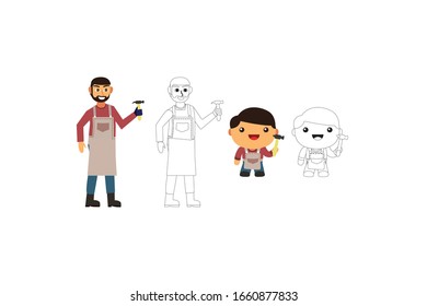Carpenters Bring Tools Occupation Vector Illustration Bundle