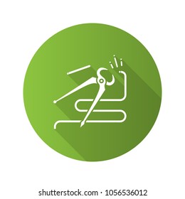 Carpenter's end cutting pliers flat linear long shadow icon. Vector outline symbol