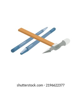 Carpenter's hammer in flat style. Typical simple hammer tool