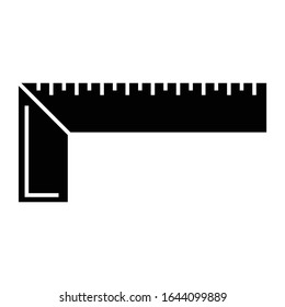 Carpenters Ruler Measurement Tool Vector Icon design, About 12 inches 30cm Construction Carpenter Ruler L Shape Angle Square On White Background