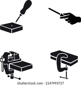 carpenter's tool glyph vector icons