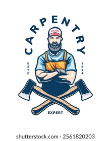 carpentry artwork for tshirt badge design