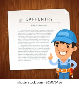 Carpentry Background with Workman. In the EPS file, each element is grouped separately.