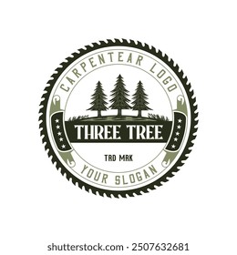 Carpentry badge wood working retro vintage logo design template. Design Illustration Carpenter badge, Hammer Steel Saws Concept, axe emblem logo, Logotype, Label, Badge, T-shirts and other design.