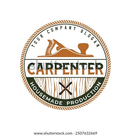 Carpentry badge wood working retro vintage logo design template. Design Illustration Carpenter badge, Hammer Steel Saws Concept, axe emblem logo, Logotype, Label, Badge, T-shirts and other design.
