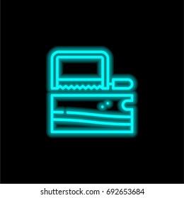 Carpentry blue glowing neon ui ux icon. Glowing sign logo vector