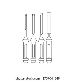 carpentry chisel kit. illustration for web and mobile design.
