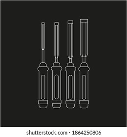 kit de cincel de carpintería. ilustración para diseño web y móvil.