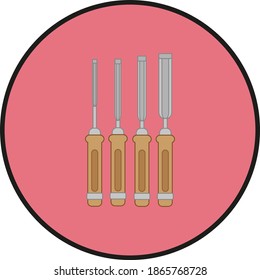 carpentry chisel kit. illustration for web and mobile design.