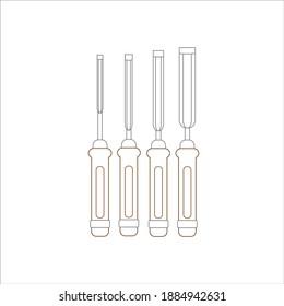 carpentry chisel kit. illustration for web and mobile design.