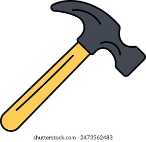 carpentry claw hammer concept, woodworking framing hammer leather-wrapped handle vector outline design, Industrial Equipment Symbol, 1st of May Sign, International Workers Day stock illustration