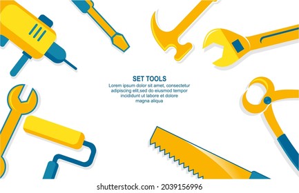 Carpentry construction and house renovation tools realistic composition background