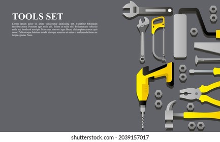Carpentry construction and house renovation tools realistic composition background