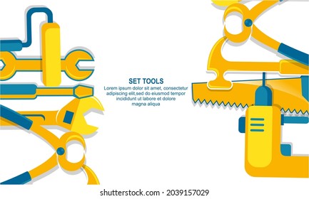 Carpentry construction and house renovation tools realistic composition background