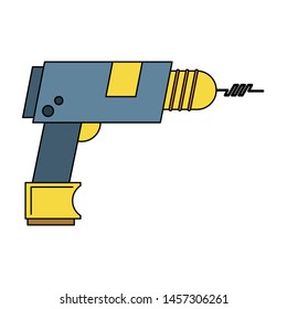 carpentry and constrution tool equipment drill cartoon vector illustration graphic design