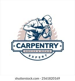 carpentry contruction logo badge design