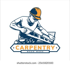 carpentry contruction logo badge design