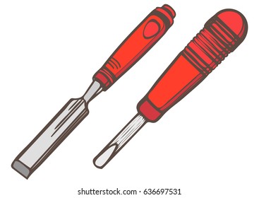 Carpentry - Flat Chisel - Illustration
