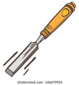 Carpentry - Flat Chisel - Retro Style  Illustration