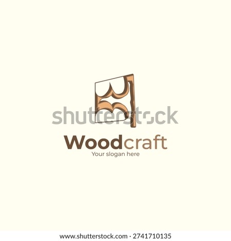 carpentry and furniture logo vector, abstract wood joinery or open door symbol