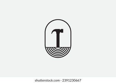 Carpentry hammer logo design vector template