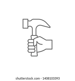 Carpentry, hammering line vector icon