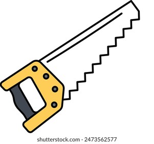 carpentry hand saws concept, cross-cut panel pruning saw with teeth vector outline design, Industrial Equipment Symbol, 1st of May Sign, International Workers Day stock illustration