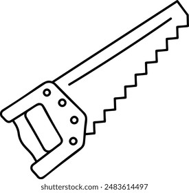 carpentry hand saws outline concept, cross-cut panel pruning saw with teeth vector icon design, Labor Day Symbol, 1st of May Sign, International Worker stock illustration