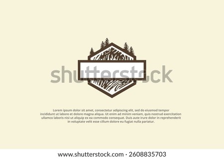 carpentry hexagon emblem wood pattern and tree logo