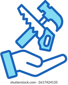Carpentry Icon Blue Vector Illustration