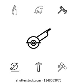 Carpentry icon. collection of 7 carpentry outline icons such as hammer, circular saw, electric saw. editable carpentry icons for web and mobile.